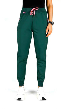 Estiva deep teal women's scrub pants with jogger fit and drawstring waist