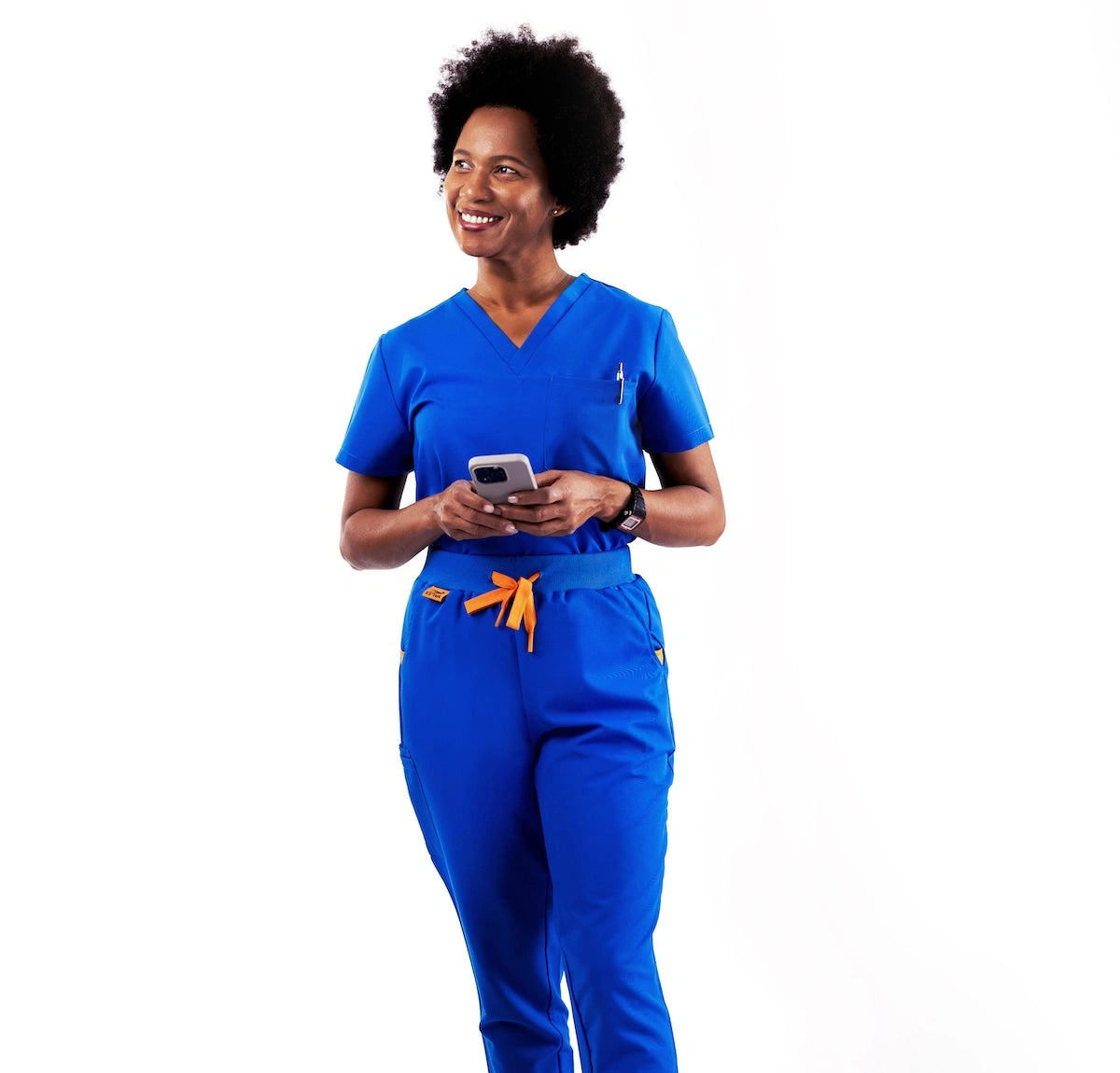 Healthcare professional wearing an Estiva medical scrub set designed for comfort and performance