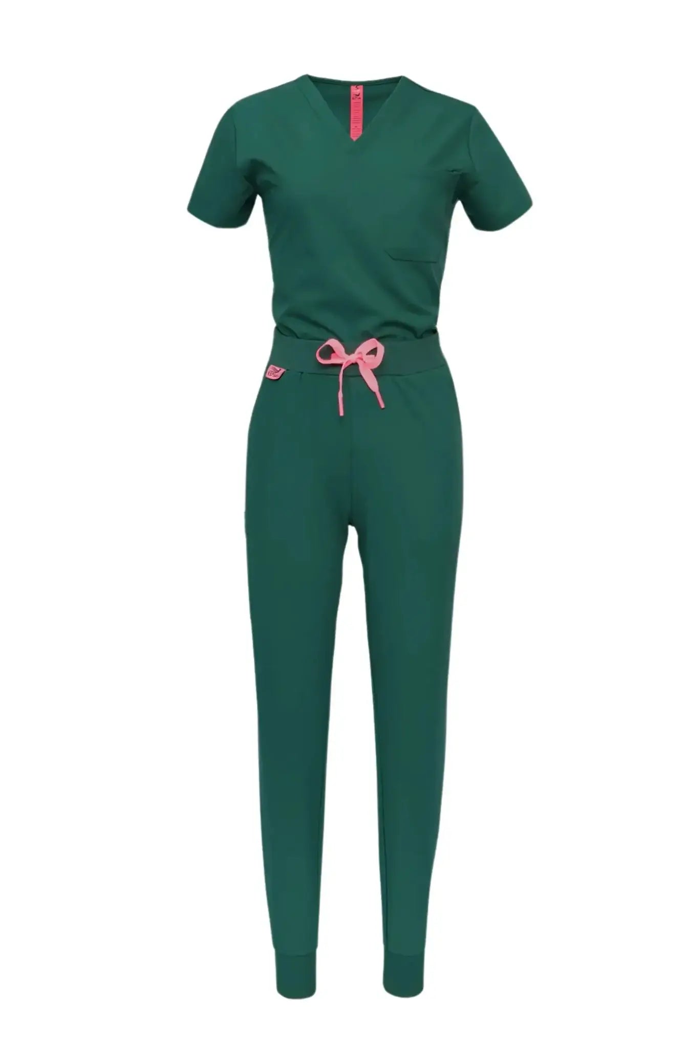 women's deep teal medical scrub set by estiva with v-neck top and jogger pants