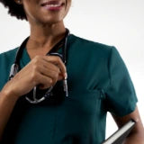Women's medical scrub top by Estiva with modern fit designed for healthcare professionals